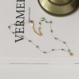 Green Crystal Shell Pendant Necklace Stainless Steel Chain Jewelry Gift