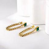 Green Crystal Hoop Earrings Vintage Pearl Dangle Ear Clip Jewelry Gift