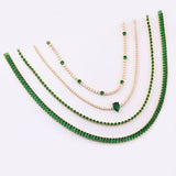 Green CZ Hip Hop Tennis Chain Necklace 18k Colorful Crystal Street Party