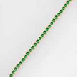 Green CZ Hip Hop Tennis Chain Necklace 18k Colorful Crystal Street Party