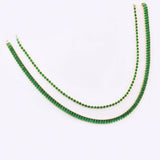 Green CZ Hip Hop Tennis Chain Necklace 18k Colorful Crystal Street Party