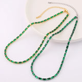Green Cubic Zirconia Tennis Chokers Necklaces For Women