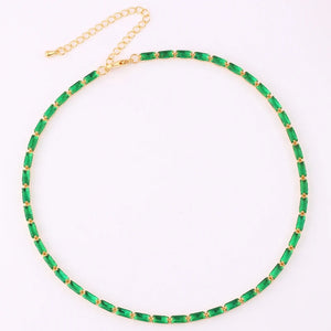 Green Cubic Zirconia Tennis Chokers Necklaces For Women