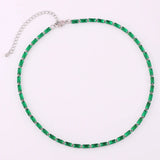 Green Cubic Zirconia Tennis Chokers Necklaces For Women