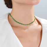 Green Cubic Zirconia Tennis Chokers Necklaces For Women