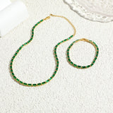 Green Cubic Zirconia Tennis Chokers Necklaces For Women