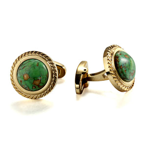 Green Dinosaur Stone Jagged Edge Cufflinks