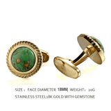 Green Dinosaur Stone Jagged Edge Cufflinks