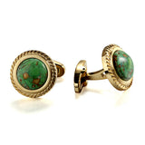 Green Dinosaur Stone Jagged Edge Cufflinks