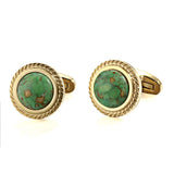 Green Dinosaur Stone Jagged Edge Cufflinks