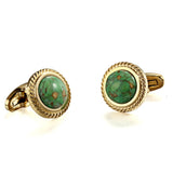 Green Dinosaur Stone Jagged Edge Cufflinks