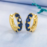 Green Emerald Zircon Round Hoop Earrings For Women