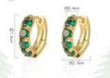Green Emerald Zircon Round Hoop Earrings For Women
