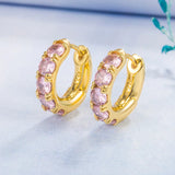 Green Emerald Zircon Round Hoop Earrings For Women