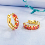 Green Emerald Zircon Round Hoop Earrings For Women