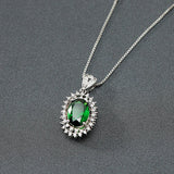 Green Emerald Diamond Pendant 925 Silver Charm Party Necklace
