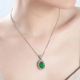 Green Emerald Diamond Pendant 925 Silver Charm Party Necklace