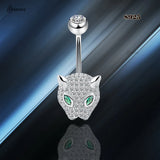 Green Eyes 925 Silver Navel Jewelry Leopard Belly Piercing