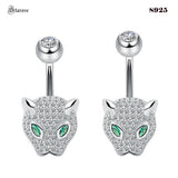 Green Eyes 925 Silver Navel Jewelry Leopard Belly Piercing