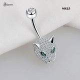 Green Eyes 925 Silver Navel Jewelry Leopard Belly Piercing
