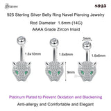 Green Eyes 925 Silver Navel Jewelry Leopard Belly Piercing