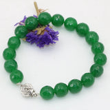 Green Faceted Stone Beads Bracelet 10mm Round Jades Chalcedony Jewelry