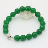 Green Faceted Stone Beads Bracelet 10mm Round Jades Chalcedony Jewelry