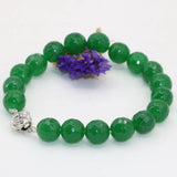Green Faceted Stone Beads Bracelet 10mm Round Jades Chalcedony Jewelry