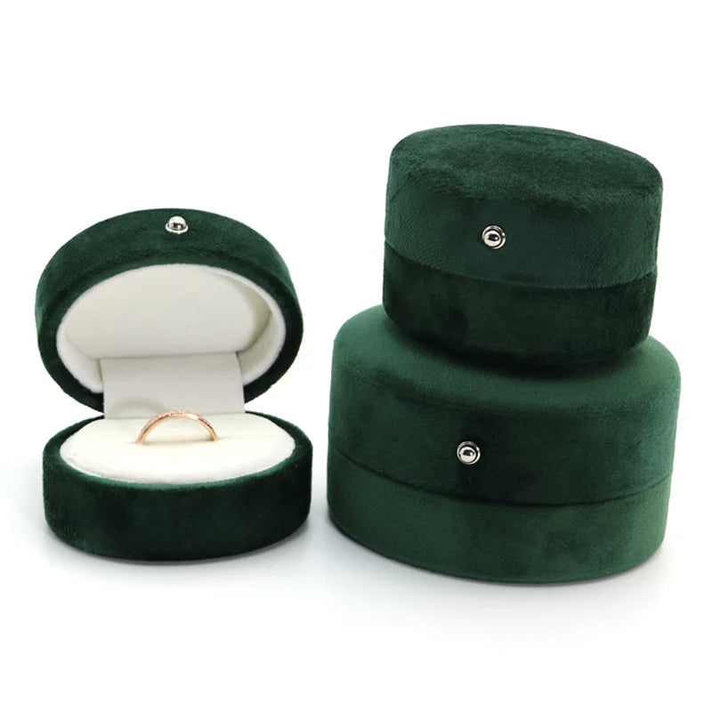 Green Flannel Jewelry Organizer Wedding Ring Box Holder