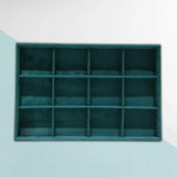 Green Flannel Jewelry Tray Organizer Wood Display Case