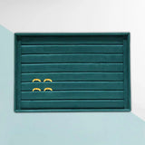 Green Flannel Jewelry Tray Organizer Wood Display Case