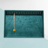Green Flannel Jewelry Tray Organizer Wood Display Case