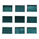 Green Flannel Jewelry Tray Organizer Wood Display Case