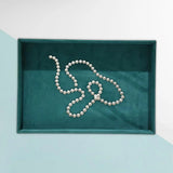 Green Flannel Jewelry Tray Organizer Wood Display Case