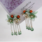 Green Flower Persimmon Hair Clips Hanfu Bride Headdress Hair Clip
