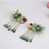 Green Flower Persimmon Hair Clips Hanfu Bride Headdress Hair Clip