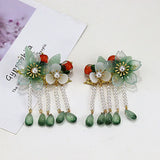 Green Flower Persimmon Hair Clips Hanfu Bride Headdress Hair Clip