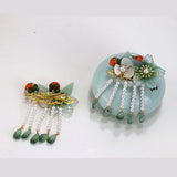Green Flower Persimmon Hair Clips Hanfu Bride Headdress Hair Clip