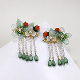 Green Flower Persimmon Hair Clips Hanfu Bride Headdress Hair Clip