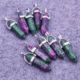 Green Flower Stone Pendant Pendulum Bullet Shape Charms