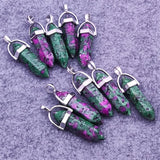 Green Flower Stone Pendant Pendulum Bullet Shape Charms