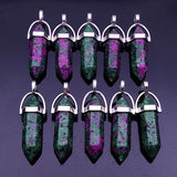Green Flower Stone Pendant Pendulum Bullet Shape Charms