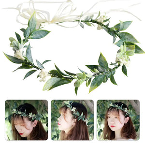 Green Flowers Crown Wedding Headpieces Bride Hair Vine