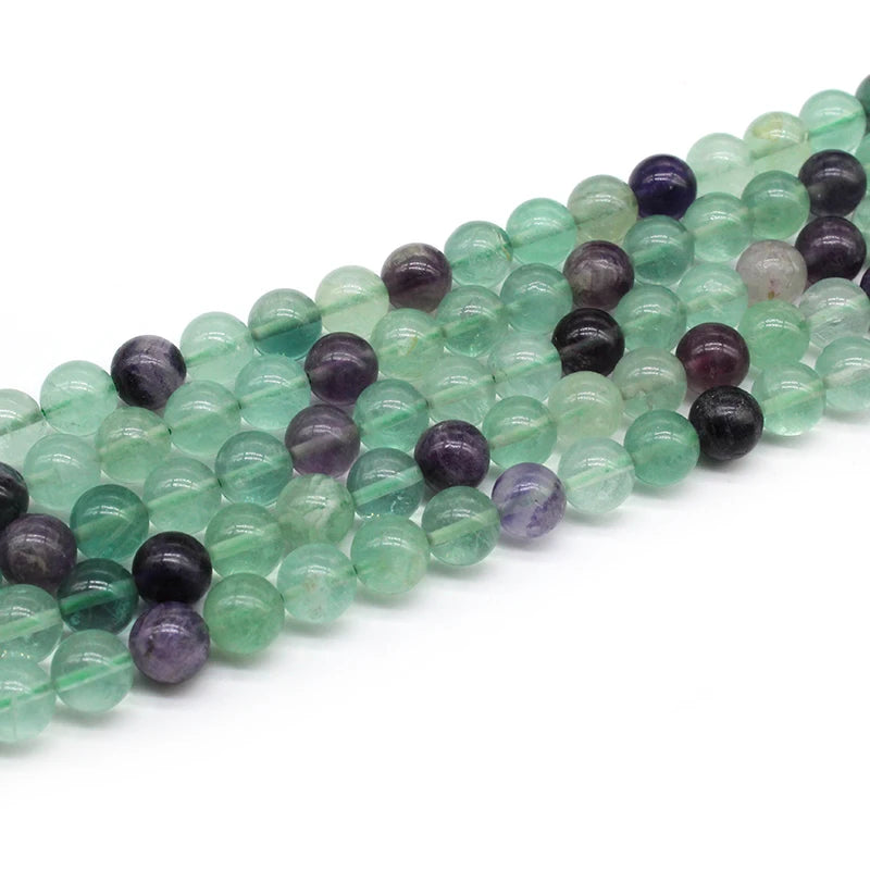 Green Fluorite Stone Beads Round Loose Space Beads Jewelry Making DIY