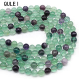 Green Fluorite Stone Beads Round Loose Space Beads Jewelry Making DIY