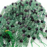 Green Fluorite Stone Beads Round Loose Space Beads Jewelry Making DIY
