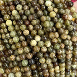 Green Garnet Round Gem Stone Beads 6-10MM 15''