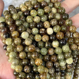 Green Garnet Round Gem Stone Beads 6-10MM 15''