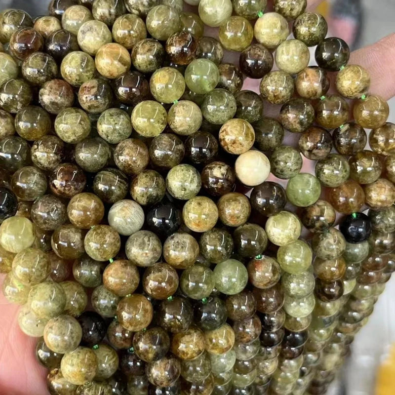Green Garnet Round Gem Stone Beads 6-10MM 15''