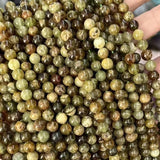 Green Garnet Round Gem Stone Beads 6-10MM 15''